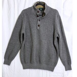 GH Bass & Co Mens Gray Ribbed Knit Mock Neck Button Up Sweater XL
